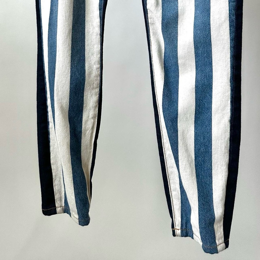 CURRENT/ELLIOTT Railroad Striped Blue Denim Jeans Slim Leg Size-26 - Picture 5 of 9